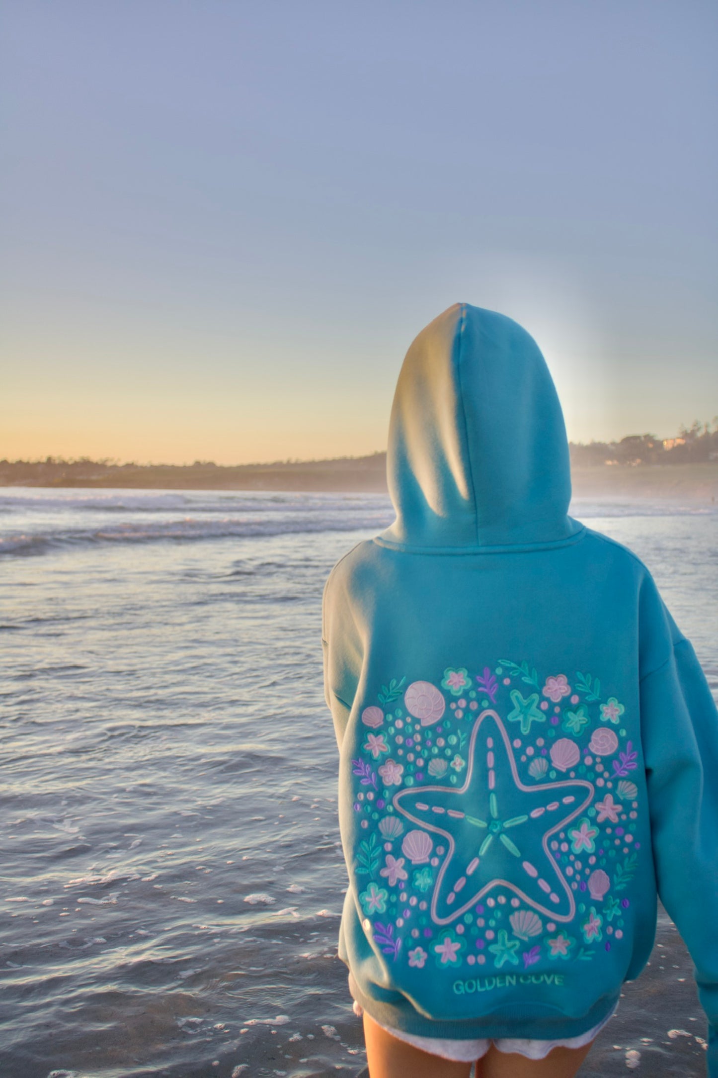"Sea Of Stars" Oversized Embroidered Hoodie in Skywash