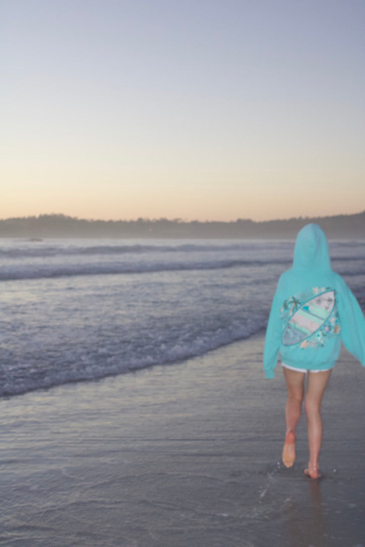 "Starboard" Oversized Embroidered Hoodie in Seaglass