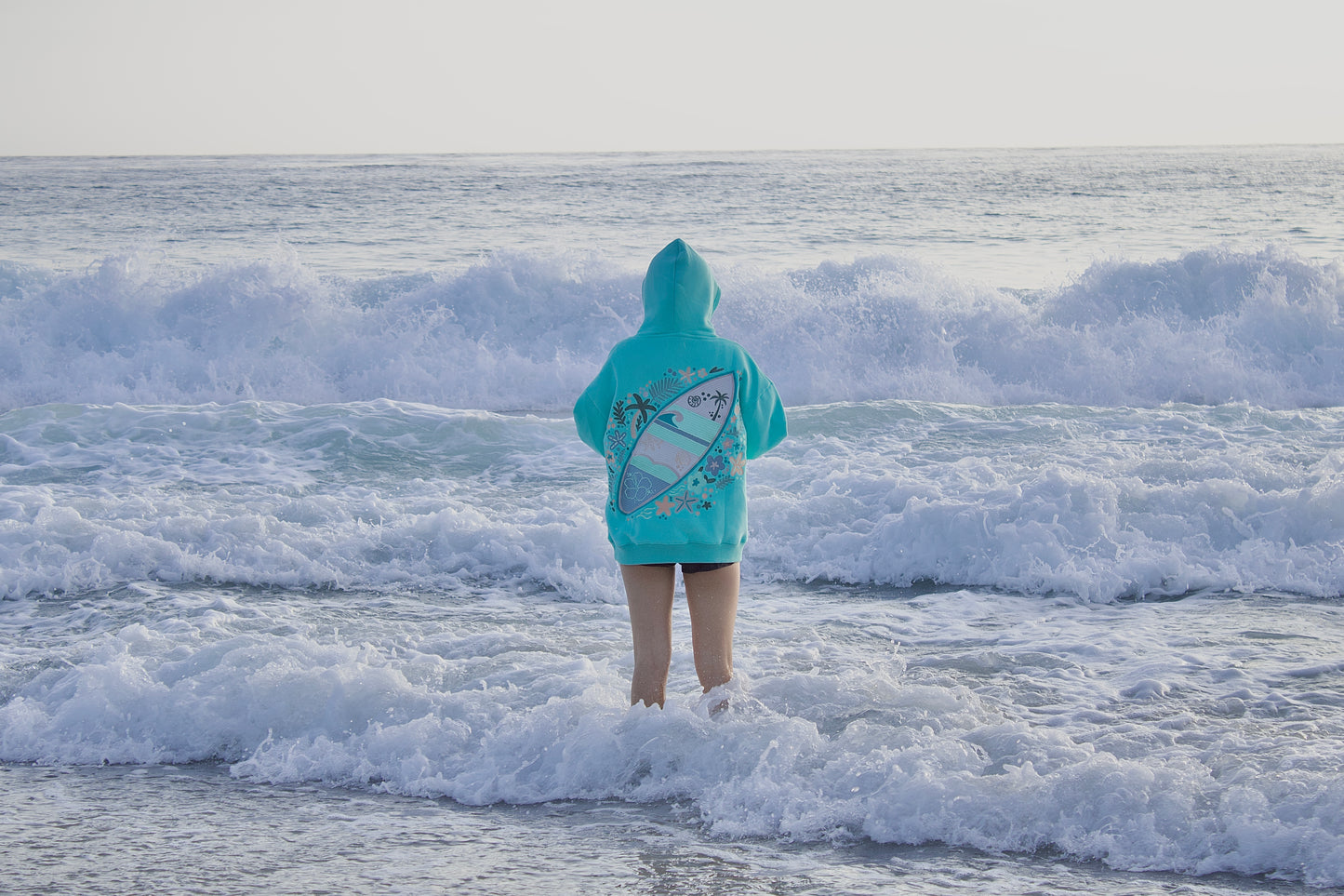 "Starboard" Oversized Embroidered Hoodie in Seaglass