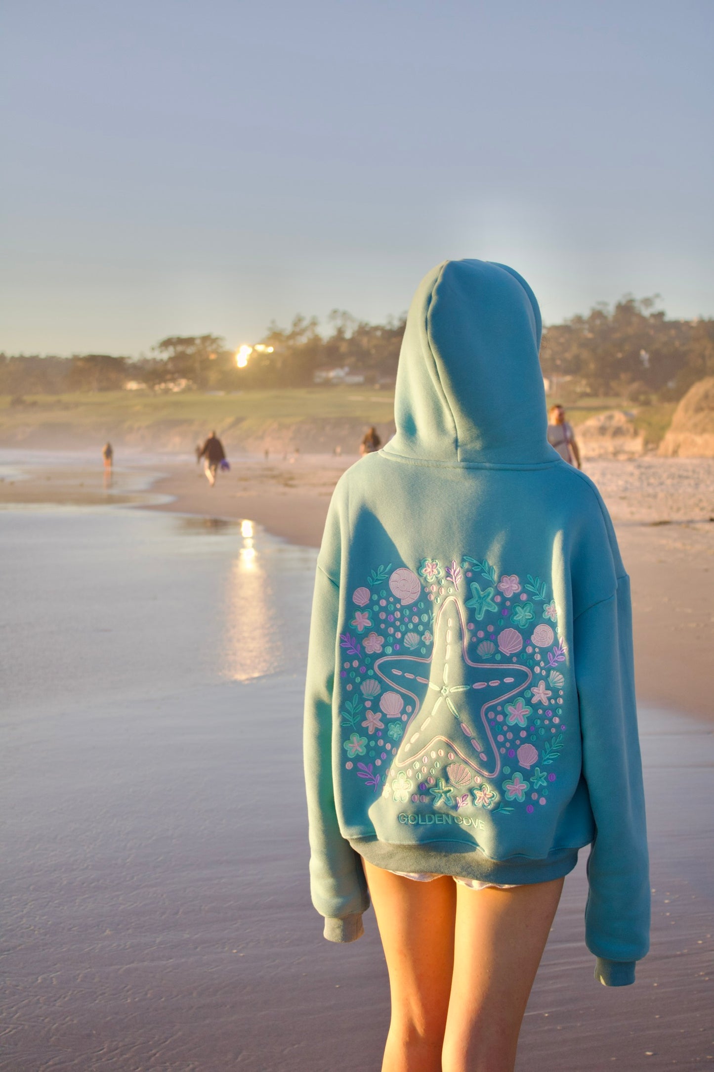 "Sea Of Stars" Oversized Embroidered Hoodie in Skywash