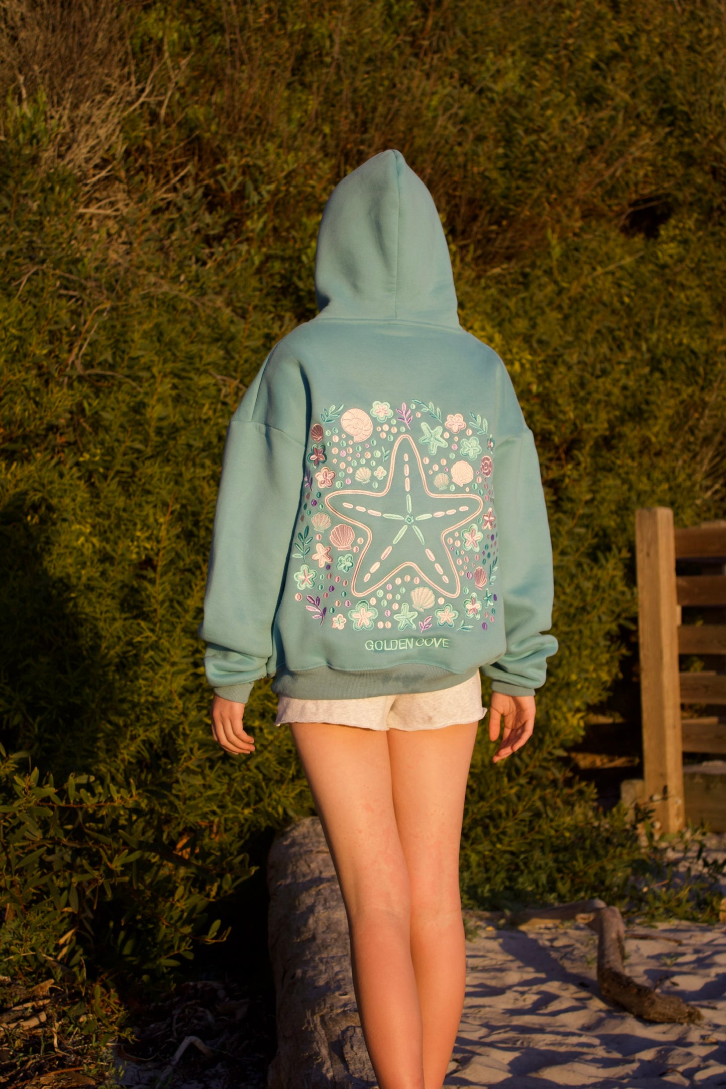"Sea Of Stars" Oversized Embroidered Hoodie in Skywash