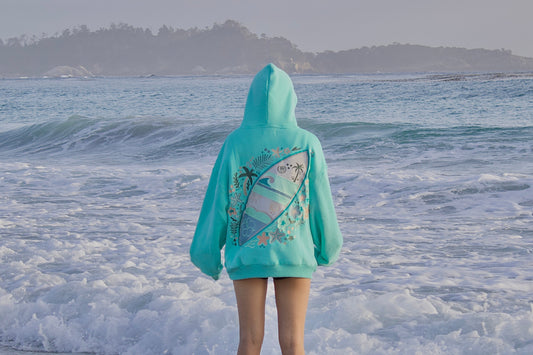 "Starboard" Oversized Embroidered Hoodie in Seaglass