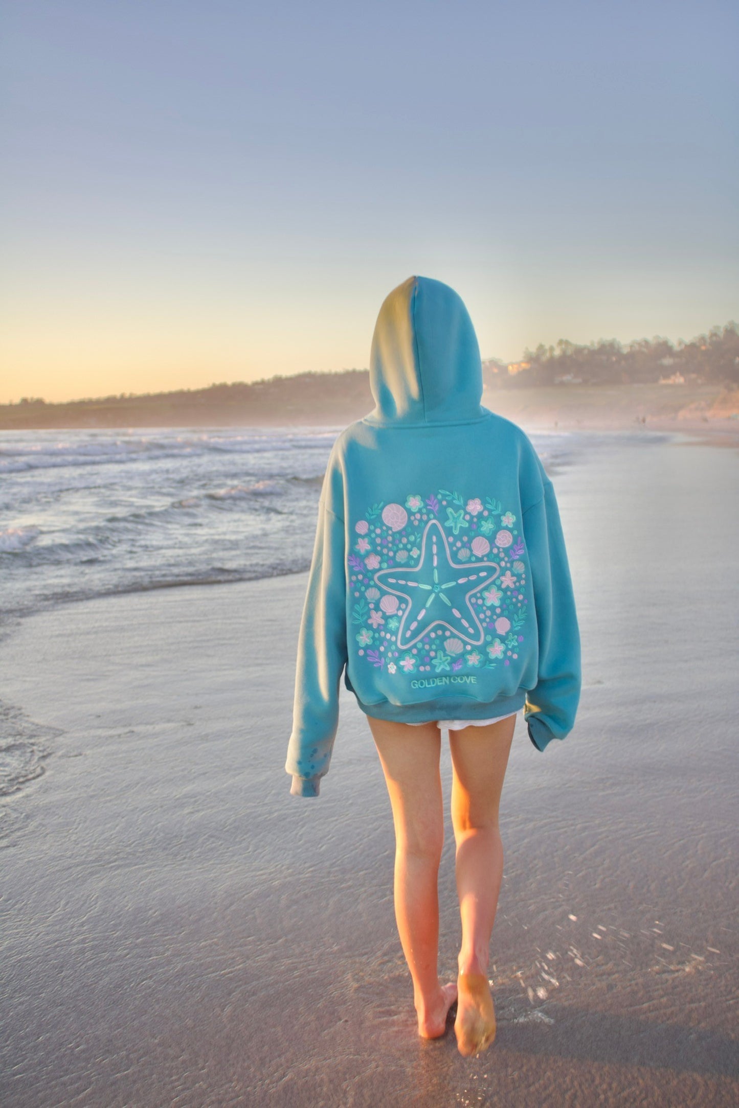 "Sea Of Stars" Oversized Embroidered Hoodie in Skywash